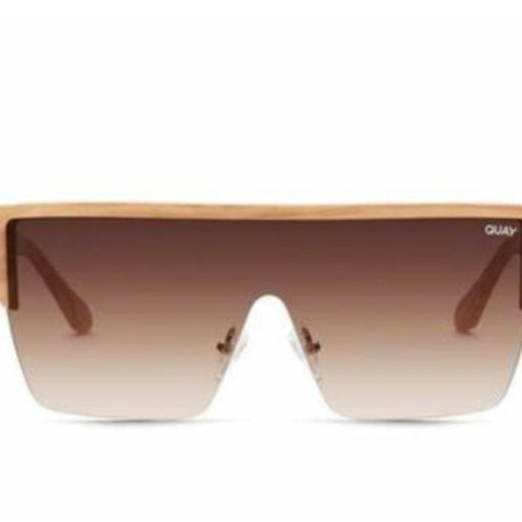 Quay Australia Echo Chamber Ivory frame Brown len shield flatbrow sunglasses new main image 4